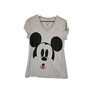 Disney Mickey Mouse Sheer‎ V-Neck Short Sleeve T-shirt Top Soft Light Gray 2X